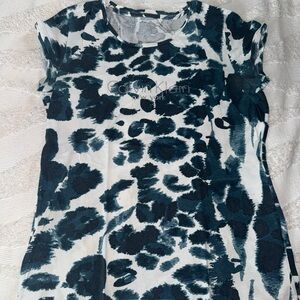 Calvin Klein Blue Fitted Cap Sleeve T-Shirt